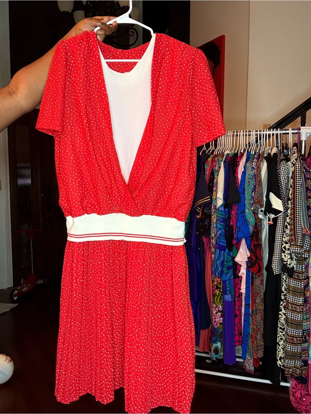 Vintage Plus size Red Polka Dot Wrap-Front Women's Dress